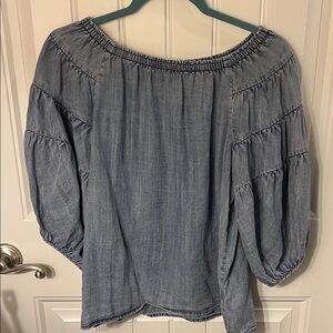 Boutique Denim tiered sleeve shirt